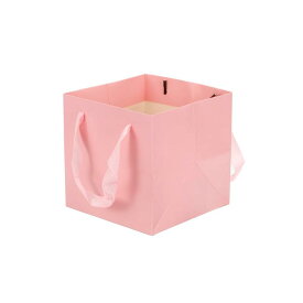 PATIKIL 16x16x16 cm 紙袋 ハンドル付き 12個 花束包装袋 ピンク