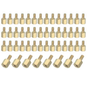 PATIKIL M2.5 x 5+5 mm メスネジ六角真鍮PCBスタンドオフ 50個 FPVドローンクワッドコプターPCBマザーボードスチールネジナットセットコンピューター電気用 金