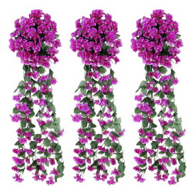 人工掛けスミレ 偽の花飾り スミレの花 エミュレーション シルク 花の装飾 ホーム飾り ガーデン 庭 室内 屋外 結婚式 オフィス向け フクシア 3個入り
