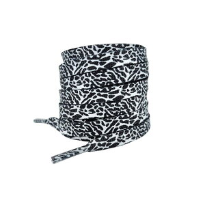 Elerevyo Flat Colorful Color Contrast Pattern Shoelaces Sports Shoe Laces for Athletic Running Sneakers Shoes Boot Strings 1 Pair Black-White 120cm/47.2