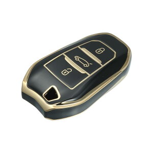 シリコンスマートキーフォブケースカバー Peugeotに対応 2008 2020-2021に対応 キーフォブシェルプロテクター キーレス ブラック