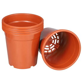 PATIKIL 18.9cm プラスチック 植木鉢 穴付き 5個 フラワープランターコンテナ屋内 屋外用 レッド