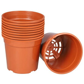 PATIKIL 14.7cm プラスチック 植木鉢 穴付き 10個 フラワープランターコンテナ屋内 屋外用 レッド