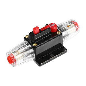 X AUTOHAUX サーキットブレーカー 手動リセットインライン付き ヒューズホルダー保護具 車用 DC 12V- 48V 150Amp ブラック レッド 1セット