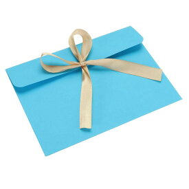 PATIKIL 封筒 25枚入り 招待状エンベロープ ビジネスエンベロープ リボン付き 結婚式グリーティングカード用 ブルー