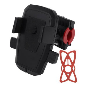 Motoforti オートバイ用携帯電話マウントホルダー ABSメタルラバーモーターバイク用セルフォンマウントホルダー 4.7-7.2インチのスマートフォンに適合 ブラック レッド