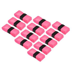 PATIKIL 110cm テニスラケットグリップテープ 穴付き 12本 PU オーバーグリップ 伸縮性 滑り止め 吸汗 バドミントン 釣り竿用 ピンク