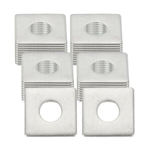 40個 フラットスクエアプレートワッシャー 6MM ID x 16MM OD x 1MM厚304ステンレススチールフラットパッドスペーサーガスケット ボルト工場 バスルーム修理店 建設用 シルバー