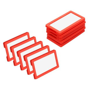 10個 磁気ラベルホルダー 2.8 x 1.6インチ データカードホルダー 棚 ホワイトボード 工具箱 金属壁戸棚 引き出し用 紙カードと保護フィルム 赤