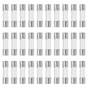 X AUTOHAUX 30個入り 6A クイックブローグラスチューブヒューズ 250V 5x20mm 0.2x0.79インチ 車用ガラスチューブヒューズ