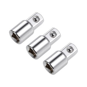 ソケットアダプター 減速ソケットアクセサリー 9.5mmF-12.7mmM シルバートーン Cr-Vスチール クロムメッキポリッシュ 長さ37mm ラチェットレンチ用 3個入り