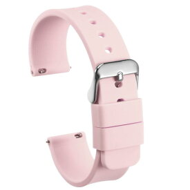 シリコン時計バンド 16 mm幅 クイックリリース 柔らかい ゴム 交換用時計ストラップ ステンレスバックル付き 男性女性用 ピンク