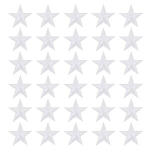 PATIKIL スターアイロンパッチ30個スターエンブロイダリーパッチアップリケ衣類ジャケット帽子バックパック修理装飾用ホワイト1" x 1"