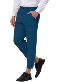 Lars Amadeus ドレスパンツ クロップド スーツ ズボン 多色 ビジネス ストレート モダンフィット 綿 メンズ ブルー 30