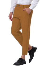 Lars Amadeus ドレスパンツ クロップド スーツ ズボン 多色 ビジネス ストレート モダンフィット 綿 メンズ ブラウン 32