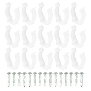 Uクリップホルダーブラケット T8 LED電球取り付け用 ブラケットクランプ プラスチック 蛍光管ホルダー ネジ付き ホワイト 15個