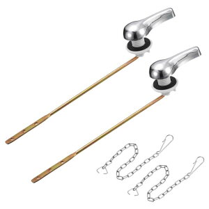 便器取っ手交換キット 汎用 前装式 水洗便器 洗浄 ハンドル 水洗便器 トリップレバー チェーン付き バス トイレ タンク ABS ブラス 2セット入り