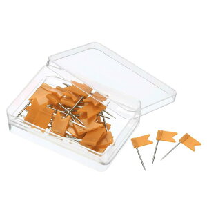 PATIKIL 旗地図画鋲 30個入り プラスチックヘッド スチールポイント 旅行マップのタック ピクチャーハンギング ホーム オフィス用 オレンジ