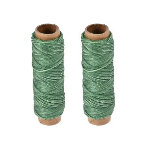 ソウテン 革用手縫い糸 ポリエステルワックス糸コード 革用糸 フラットスレッド 30M 150D/1mm 手縫いDIY用 グリーン 2個入り