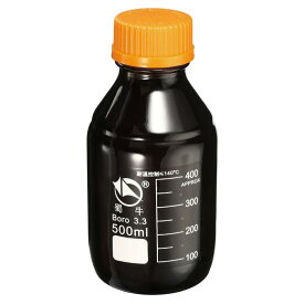 PATIKIL 500mL メディアボトル 1本入り ラウンド 3.3 ホウケイ酸塩 グラス 目盛り付き収納ボトル 黄色のスクリューキャップ付き ラボホーム用 アンバー