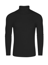 Lars Amadeus プルオーバー Tシャツ タートルネック トップス スリムフィット 長袖 ニット セーター 無地 メンズメンズ ブラック M