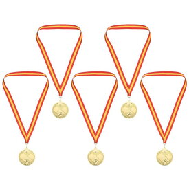 PATIKIL 6.8 cm 卓球の金メダル 5個 卓球賞のメダル リボン付き レッド イエロー ゲーム スポーツ競技用