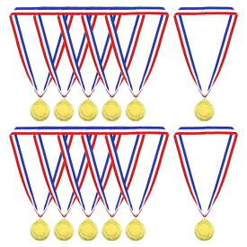 PATIKIL 金アワードメダル ネックリボン付き 12個 ブ ランクオリンピックスタイル 勝者メダル 競技 パーティー 装飾 金 ため メタルメダル賞