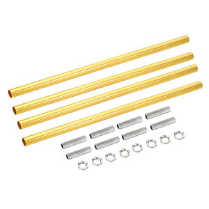 ねじ付き延長ロッドキット ネジ 300mm カップリングナット 丸型スリーブコネクタ ねじパイプ六角ナット付き 電気泳動ゴールド 4セット入り