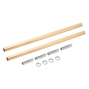 ねじ付き延長ロッドキット ネジ 250mm カップリングナット 丸型スリーブコネクタ ねじパイプ六角ナット付き フレンチゴールド 2セット入り