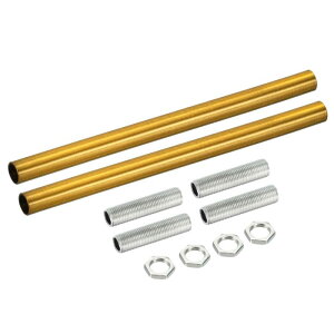 ねじ付き延長ロッドキット ネジ 200mm カップリングナット 丸型スリーブコネクタ ねじパイプ六角ナット付き ゴールドブロンズ 2セット入り