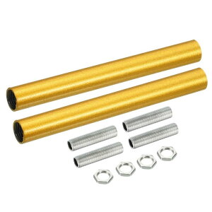 ねじ付き延長ロッドキット ネジ 100mm カップリングナット 丸型スリーブコネクタ ねじパイプ六角ナット付き ゴールドトーン 2セット入り