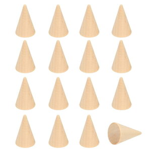 PATIKIL 木製コーンリングホルダー 16個 木製指輪宝石リングディスプレイスタンドオーガナイザー DIYアートクラフト用ウッドコーンラッ ク 木製カラー(40x25mm)