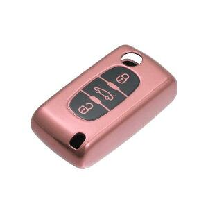 シリコンスマートキーフォブケースカバー Peugeotに対応 207 307 308 407 3008に対応 キーフォブシェルプロテクター ピンク