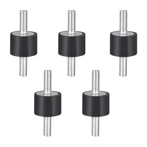 ゴム製振動マウント ゴム製 ブラック エアコンプレッサーボビンアイソレータダンパー D20 x H15 M6 x 18mmスタッド 5個入り