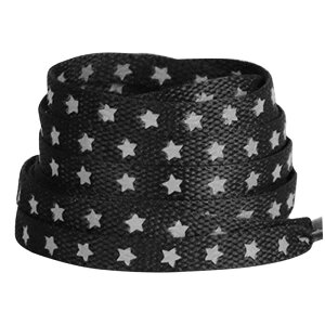 Elerevyo Reflective Stars Shoelaces Colorful Cool Flat Shoe Laces Strings for Athletic Running Sneakers 2 Pairs Black-Silver Light 140cm/55.1