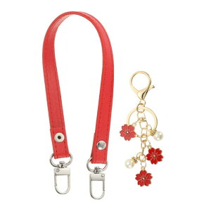 PATIKIL レザーパースハンドルストラップ 13"レザーパースストラップ交換用DIY女性クラッチバッグハンドバッグトップハンドルストラップ修理アクセサリー プラムキーチェーン付き レッド