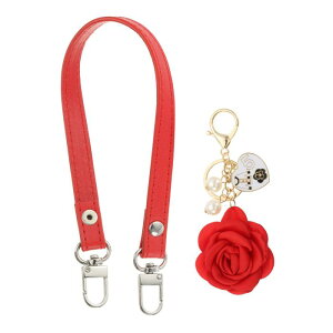 PATIKIL レザーパースハンドルストラップ 17"レザーパースストラップ交換DIY女性クラッチバッグハンドバッグトップハンドルストラップ修理アクセサリー ローズキーチェーン付き レッド