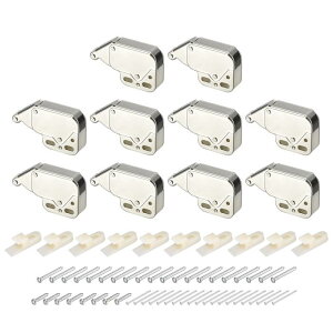 プッシュオープン ドアキャッチ アイロン 自動スプリング式 プッシュインタッチキャッチ キャビネット食器棚ドア用 48 mm シルバー 10セット