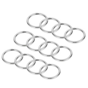 PATIKIL Oリング 5x50 mm Oバックル 溶接丸リング メタルリング 304ステンレス鋼製 多目的 DIY装飾 ベルト 工芸品 吊り下げ物 犬用リーシュ用 シルバートーン 12個