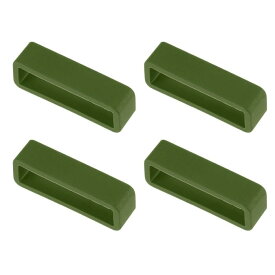 時計バンドストラップループ ゴム 交換用ファスナーリング シリコーン時計ホルダーキーパー 26mm幅時計バンド ダークグリーン 4個入り