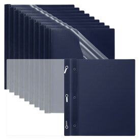 PATIKIL プラスチック製レポートカバー（3つ 金属プロング付き）10個セット 80枚収容可能 クリアフロントプレゼンテーションバインダー 履歴書 書類 ファイル 手紙用 青色