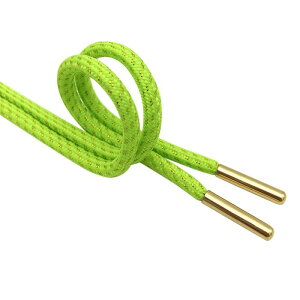 Elerevyo Round Metallic Shoelaces with Metal Tips for Athletic Shoes Boot Strings 2 Pairs Green 140cm/55.12
