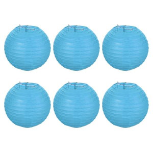 PATIKIL 15 cm 提灯 6個 ラウンド 折りたたみ 吊りランプシェード 結婚式 ホームパーティ お祭り お祝い用 スカイブルー