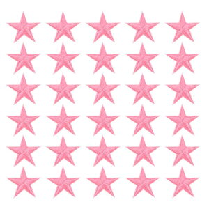 PATIKIL スターアイロンパッチ30個スターエンブロイダリーパッチアップリケ衣類ジャケット帽子バックパック修理用装飾用ピンク1" x 1"