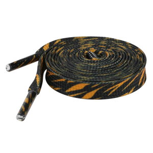 Elerevyo 1 Pair Leopard Print Flat Shoe Laces for Sneakers, 0.31'' Shoelaces Shoestrings for Casual Hiking Shoes Black Orange 120cm/47.2