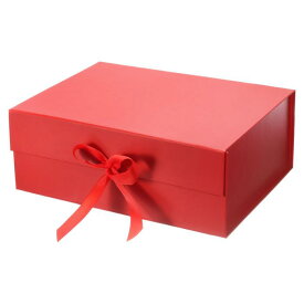 PATIKIL 33 x 25 x 12 cm 磁気ギフトボックス 折りたたみ可能 紙 パーティー記念品ボックス 蓋とリボン付き 結婚式 バレンタインデー 誕生日用 レッド