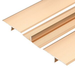 フロアトランジションストリップ アルミTモール ドア タイル カーペッ ト-タイル移行ストリップ 出入り口エッジトリム 木質ビニールラミネート床用 ゴー ルド 3個