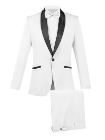 Lars Amadeus ドレス ブレザー パンツ 長袖 スリムフィット ショールラペル パーティー ツーピーススーツセット メンズ ホワイト XL