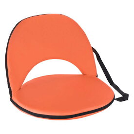 PATIKIL スタジアム用シートクッション ブリーチャー用 折りたたみ式リクライニングフロアチェア 6段階調節可能なバックサポート 防水厚いパディング スポーツ ピクニック用 オレンジ色