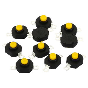PATIKIL ���b�`�v�b�V���{�^���X�C�b�` 10�� YT-1412-KD �t���b�g�s�� ���t�� �I��/�I�t �Z���t���b�N 30V 0.5A �}�C�N���X�C�b�` �����d�����C�g�ǃR���Z���g�p �u���b�N